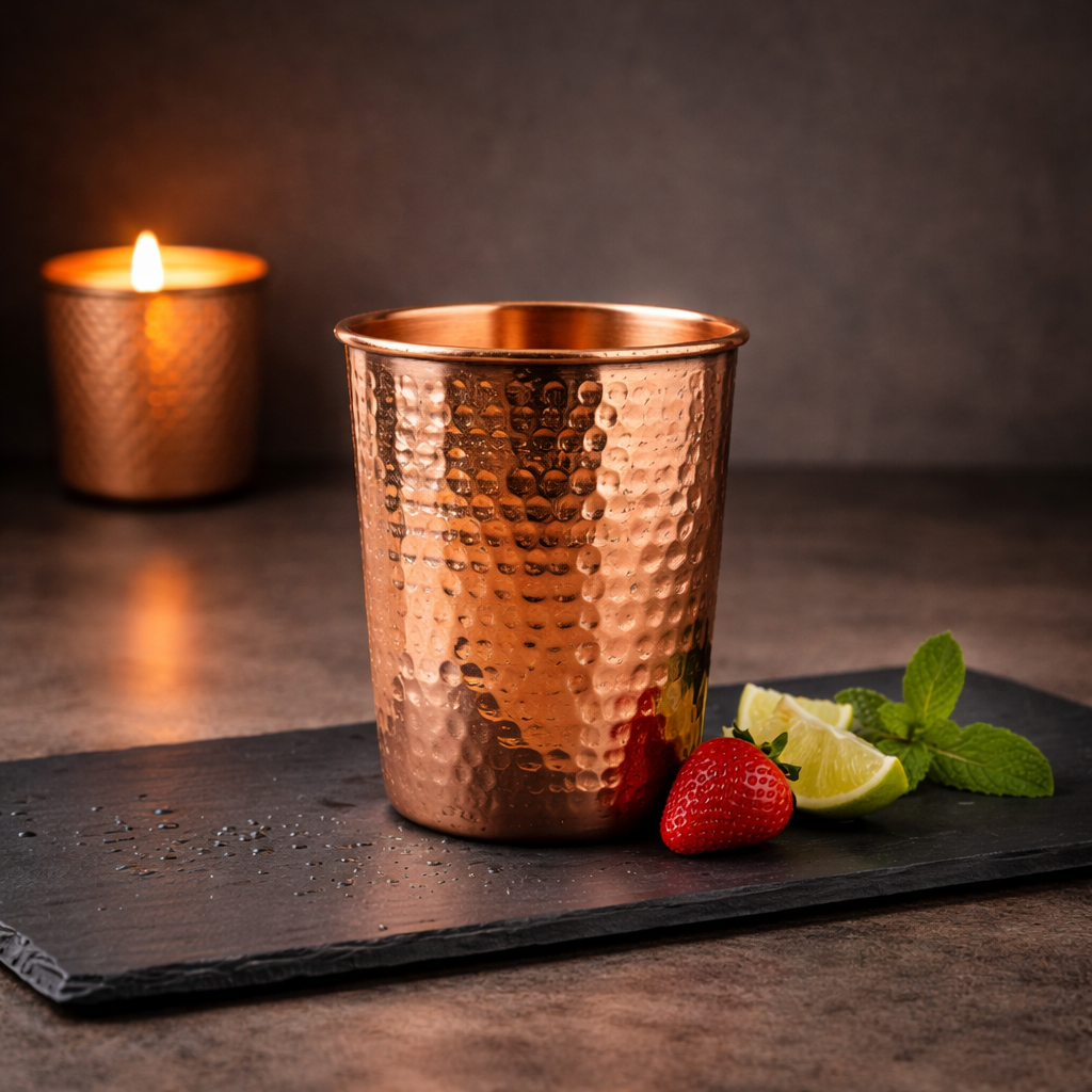 Ayurvedic Hammered Copper Glass Set – 4 Pieces
