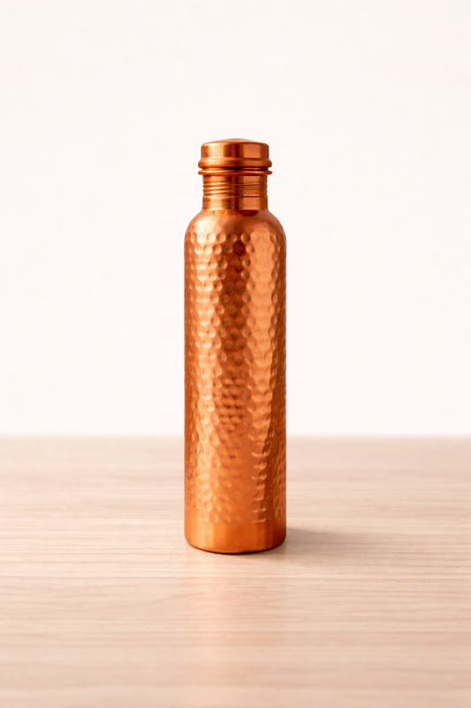 Ripple Copper Bottle (Hammered) (1 ltr)