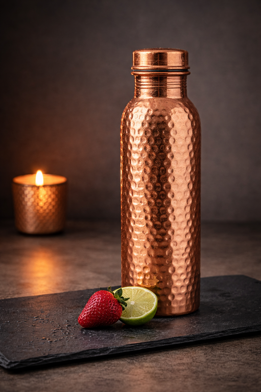 Ripple Copper Bottle (Hammered) (1 ltr)