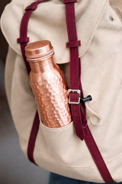 Ripple Copper Bottle (Hammered) (900 ml)