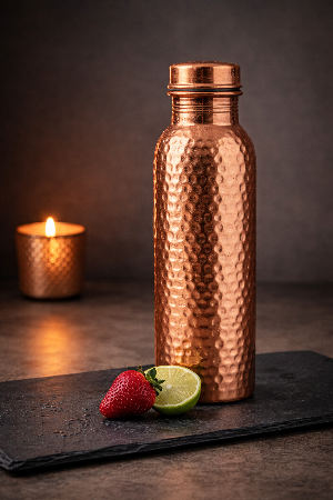 Exclusive Hammered Copper Gift Set – 2 Bottles & 2 Glasses