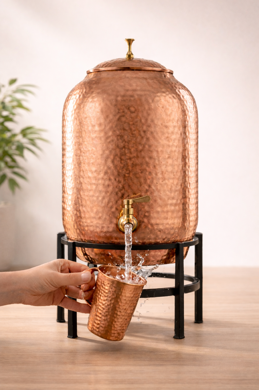 Pure Copper Hammered Water Dispensers | Ayurvedic Matka by Copprova | 6- Litres & 14- Litres