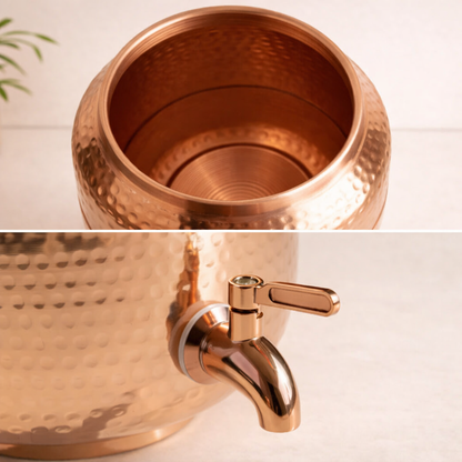 Pure Copper Hammered Water Dispensers | Ayurvedic Matka by Copprova | 6- Litres & 14- Litres