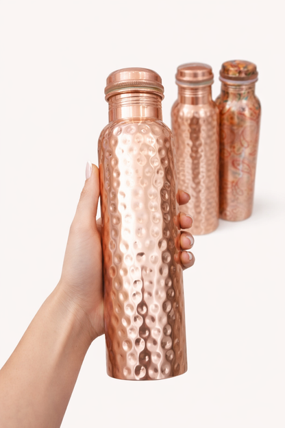 Ripple Copper Bottle (Hammered) (900 ml)