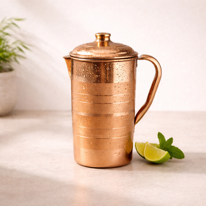 Pure Copper Drinkware Set – Jug, Bottle & 4 Glasses